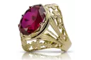 8-кактовое желтое золото Ruby Кольцо Винтаж изделия vrc031x-rb Art Deco СССР советский русский стиль